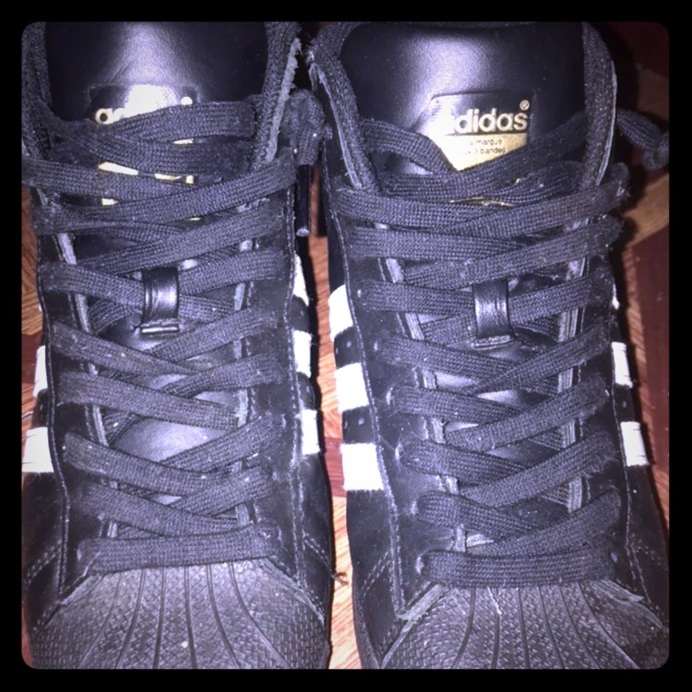 Adidas high top shoes black and white